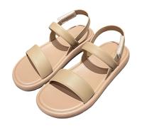 Sandales plates confortables pour femme - Soutien de la voûte plantaire - Double sangle réglable - Légères - Chaussures d'été pour femme, marron, 37.5/36 EU
