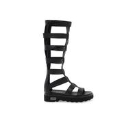 Sandales plates Cult 328900 en peau écologique noix de coco noir pour femme - Talon plat - Fermeture éclair