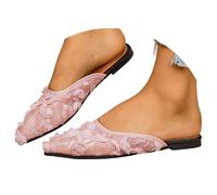 Sandales Plates décontractées à Bout Pointu, Chaussures Ouvertes avec Motif Rose en résille, idéales pour l'extérieur, Confortables et faciles à Enfiler pour l'été. Joie de Vivre en Mocassin