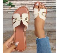 Sandales plates décontractées de style coréen, pantoufles à bout ouvert pour femmes pour l'été, le printemps et l'automne avec un nouveau design tissé romain, idéales pour les femmes à la mode avec de