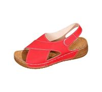 Sandales plates décontractées pour femme avec découpe, Rouge, 36.5 EU