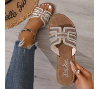 Sandales plates décontractées pour femmes, sandales romaines tressées d'été, à bout ouvert, convenant pour les robes, les plages, les tenues quotidiennes, marron EUR35,EUR36,EUR37,EUR38,EUR39,EUR40,EU