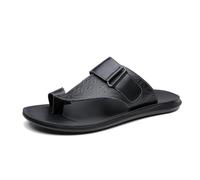 Sandales Plates D'été La Correction des Pieds, Sandales De Plage Respirantes pour Homme avec Anneau d'orteil, pour La Correction des Oignons, Tongs Pantoufles Plage Fasciite Plantaire(Black,47 EU)