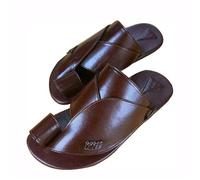 Sandales Plates D'été La Correction des Pieds. Sandales Orthopédiques À Enfiler Bout Fermé Grande Taille Homme pour Hallux Valgus, Tongs Ouvertes Fasciite Plantaire, pour Pères, Voyage(Marrone,44 EU)