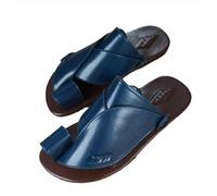 Sandales Plates D'été La Correction des Pieds. Sandales Orthopédiques À Enfiler Bout Fermé Grande Taille Homme pour Hallux Valgus, Tongs Ouvertes Fasciite Plantaire, pour Pères, Voyage(Blue,45 EU)