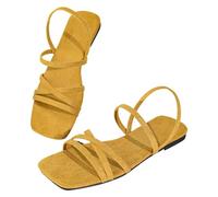 Sandales plates élégantes avec bride, confortables et pensées pour la marche pieds nus, idéales au quotidien. (Yellow, 41)