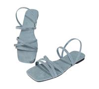 Sandales plates élégantes avec bride, confortables et pensées pour la marche pieds nus, idéales au quotidien. (Blue, 40)