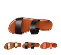 Sandales plates élégantes pour femmes Sandales à claquettes ouvertes Sandales d'été Personnalité Cent Chaussures d'été simples Été Tylique et Légère Sandales de loisirs, Noir , 39 EU