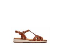 Sandales Plates en Cuir ROQUETAS pour Femme Color Brandy