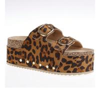 Sandales plates en liège avec double boucle réglable et ornées de clous sur les côtés, pour femmes - Chaussures d'été casual faciles à enfiler Ces chaussons à plateforme pour femme sont dotés d'une se