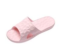 Sandales Plates Femme Chaussure Été Confortable Quatre Saisons Femmes Pantoufles Fond Plat Maison Salle de Bain Antidérapant Bout Ouvert Motif Ondulé Couleur Mules Et Sabots Femme Mule Été (Pink,40)