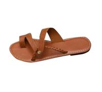 Sandales Plates Femme Chaussures Ete Pieds Larges Chaussons D'Été pour Femmes,Grande Taille,À Enfiler,Multicolores,Tressés,Boucle,Talon Plat Chausson Femme 38 Sandales de Sport Et (Brown,38)