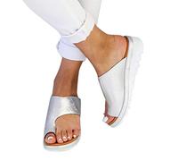 Sandales Plates Femmes Confortables Orthopédiques - Chaussures Plateforme 2020 Été, T-Sangle Comfy Semi Trailer, Chaussures de Plage (Style D, 36)