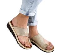 Sandales Plates Femmes Confortables Orthopédiques - Chaussures Plateforme 2020 Été, T-Sangle Comfy Semi Trailer, Chaussures de Plage (Style B, 35)