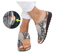 Sandales Plates Femmes Confortables Orthopédiques - Chaussures Plateforme 2020 Été, T-Sangle Comfy Semi Trailer, Chaussures de Plage (Style K, 37)