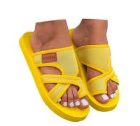 Sandales plates larges en maille avec support pour la voûte plantaire d'été pour la plage, confortables pour se promener en extérieur, douces et antidérapantes pour la mer et les vacances, citronier