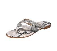 Sandales plates légères pour femme - Strass multicolores - Paillettes - Grandes tailles - Sandales à sangle croisée - Tongs élégantes - Tongs tendance - Séparateurs d'orteils à paillettes - Sandales