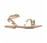 Sandales plates Les Tropéziennes par M. Belardi Hanak en cuir doré avec fermeture à boucle ajustable pour femme 36