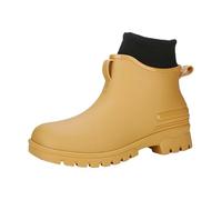 Sandales Plates pour avec Soutien De Voûte Plantaire Short Rain Boots for Womens Ankle Rainboot Garden Boot Ladies Rubber Outside Work with Comfort Et Sabots Souple Cuir (Khaki, 38)