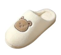 Sandales Plates pour de Dessins animés Mignons d'hiver Parent Enfant Mère et Fille Intérieur Maison Pantoufles Confortables Solides Bout Rond Chaud Antidérapant Durable Ballerines Cuir (WH1, 36)
