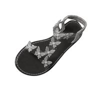 Sandales plates pour femme, blanches, sandales de marche pour femme à bout fermé, chaussures de plage, chaussures de plage, pantoufles argentées à paillettes pour femme, sandales d'été pour femme