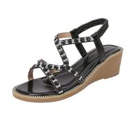 Sandales plates pour femme - Élégantes - Chaussures d'été pour femme - Sandales à paillettes - Chaussures de soirée - Chaussures de mariée sexy à bout ouvert - Chaussures de plage - Super confortables