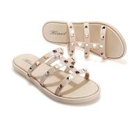 Sandales Plates pour Femme, Été Confortable Chaussures Chic Sandales Et Mules, Nu Pied Tong Compensee Sandales pour La Plage L'extérieur