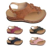 Sandales plates pour femme - Tongs confortables - Plateforme - Chaussures d'été antiques polyvalentes - Sandales romaines - Boucle - Chaussures de plage respirantes - Résistantes à la rouille