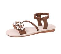 Sandales plates tendance à bout ouvert, chaussures d'été décontractées conçues pour un confort quotidien (Brown, 39)
