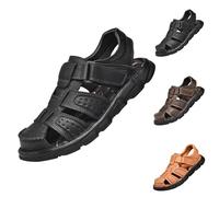 Sandales pour diabétiques pour homme - Sandales de vacances ergonomiques avec sangles réglables - Coupe plus large - Coussin épais pour les voyages - Bout fermé - Marche, Noir , 44 EU