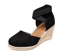 Sandales pour femme à talon haut avec plateforme - Sandales d'été décontractées douces antidérapantes confortables et légères pour le travail, les cérémonies, les mariages, les hôtels, Noir , 35 EU