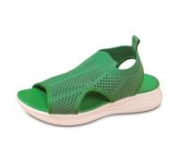 Sandales pour femme avec bout ouvert pour un usage quotidien décontracté, dessus en maille respirante et semelle plate confortable pour les tenues d'été, Vert, 36 EU