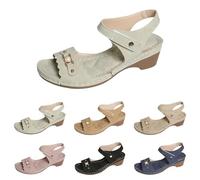 Sandales pour femme avec sangle de cheville réglable, sandales à perles pour femme, sandales compensées à bord festonné, chaussures à bout ouvert, chaussures auto-agrippantes, promenades en ville et
