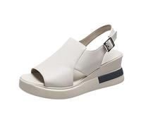 Sandales pour femme avec talon - Chaussures d'été élégantes - Talon compensé Peep Toe avec semelle souple - Sandales compensées pour femme - Sandales confortables - Chaussures de loisirs pour les