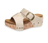 Sandales pour femme avec talon compensé, chaussures d'été pour femme, confortables et ouvertes, boucle de ceinture ouverte, chaussures compensées à talons hauts, grandes tailles, sandales de loisirs