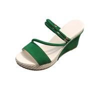 Sandales pour femme avec talon compensé, espadrilles élégantes, chaussures à talons décontractées, bout ouvert, chaussures d'été confortables pour l'extérieur, les vacances, les loisirs et la vie