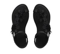 Sandales pour femme avec talon confortable, semelle plate, fleurs romaines, sangles croisées, look bohème, chaussures de plage confortables pour l'extérieur, les vacances, les loisirs et la vie