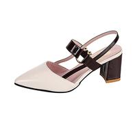 Sandales pour femme avec talon ouvert, bout pointu, tête pointue, escarpins Stiletto, chaussures d'été, chaussures tendance, chaussures de loisirs, sandales compensées décontractées, beige, 40 EU