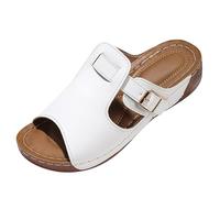 Sandales pour femme - Chaussures d'été élégantes - Solide - À enfiler - Style décontracté - Bout ouvert - Sandales de plage confortables pour tous les jours