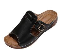 Sandales pour femme - Chaussures d'été élégantes - Solide - À enfiler - Style décontracté - Bout ouvert - Sandales de plage confortables pour tous les jours