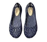 Sandales pour femme, chaussures plates à bride arrière pour femme, sandales plates en gelée, chaussures creuses, imperméables pour femme, sandales d'été pieds nus pour femme, bleu, 37 EU