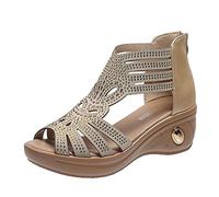 Sandales pour femme, confortables et élégantes, en caoutchouc, ouvertes, légères, respirantes, avec fermeture éclair, tendance, décontractées, avec strass, pour le travail, l'extérieur, les vacances