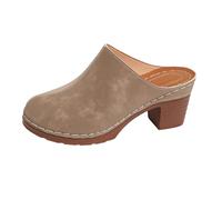 Sandales pour femme de style rétro avec lanières en daim et talon pour le printemps et le ski de fond pour femme classique avec fixation et chaussures, kaki, 36 EU