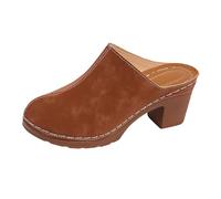 Sandales pour femme de style rétro avec lanières en daim et talon pour le printemps et le ski de fond pour femme classique avec fixation et chaussures, marron, 36 EU