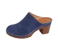 Sandales pour femme de style rétro avec lanières en daim et talon pour le printemps et le ski de fond pour femme classique avec fixation et chaussures, bleu, 42 EU