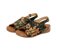 Sandales pour femme - Design bouche de poisson - Talon compensé - Respirantes - Confortables - Décontractées - Sandales de trekking - Antidérapantes - Avec une sangle à boucle, Noir , 41 EU