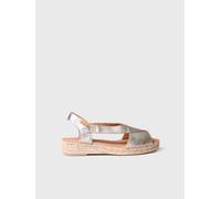 Espadrille Cuir Femme - ELDA - Platine, 37 EU