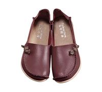 Sandales pour femme en cuir de vachette véritable - Légères et confortables - Antidérapantes - Élastiques - Pour les loisirs - Tendance - Chaussures simples, café, 38 EU