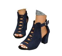 Sandales pour femme - En tricot creux - En polyuréthane - Respirantes - Sangle de cheville - Plateforme - Sandales à orteils ouverts - Sexy et épais - Mode loisirs - Sandales d'été, bleu, 42 EU