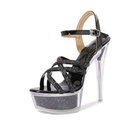Sandales pour femme, escarpins, élégantes, chaussures traditionnelles, chaussures à talons larges, chaussures de soirée, chaussures de fête, chaussures pour mariages et fêtes, Noir , 35 EU